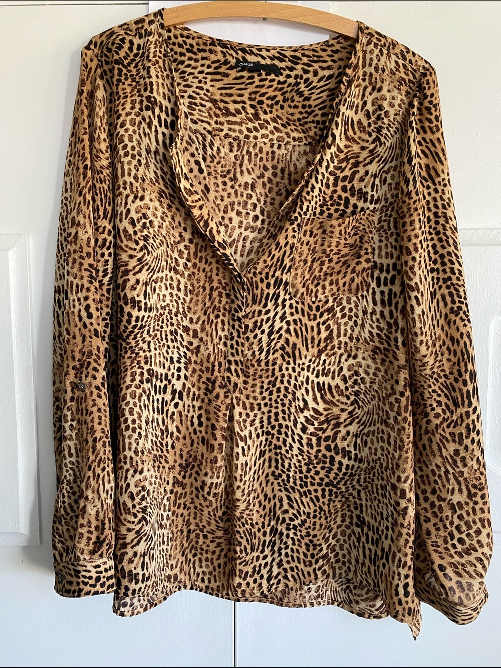 Chaus Leopard Print Top in Brown and Black